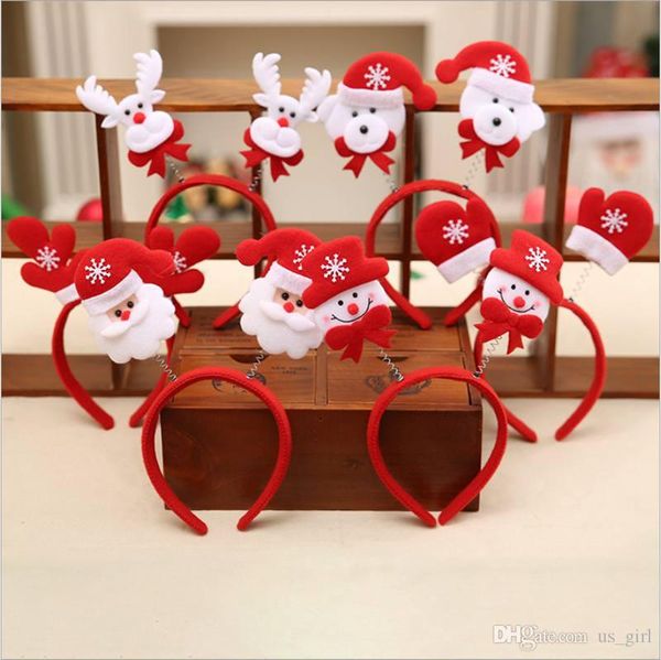 

cute christmas theme headband santa /snowman /deer /bear/ glove /horn non-woven kids head clasp xmas gift home decoration, Slivery;white