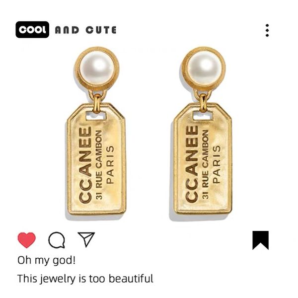 

letter earrings vintage style fashion jewelry 2020 new pearl golden earrings for women, Silver