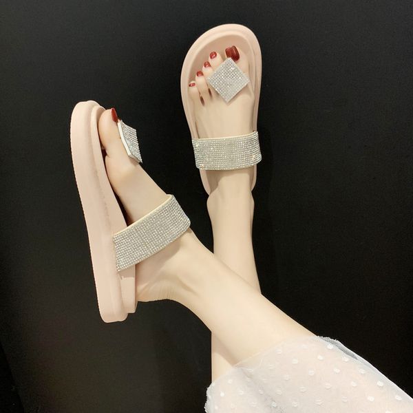 

low beach shoes rubber flip flops house slippers platform glitter slides slipers women fashion sabot hawaiian jelly flat 2020, Black