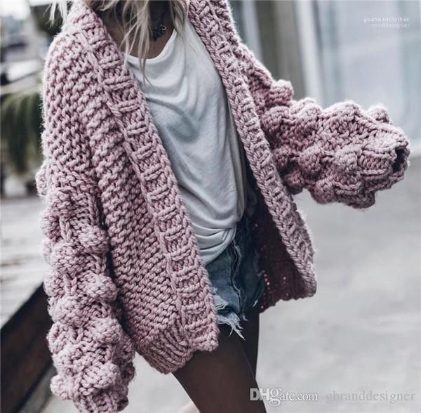 

long sleeve hand woven lantern sleeve solid color sweater spring womens designer sweater cardigan fashion, White;black