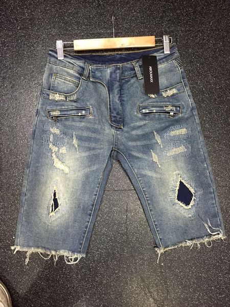 

nwt men's stylish fashion stretch distressed biker denim short jeans size 28-40 (#1605),epacket fast free shipping, Blue