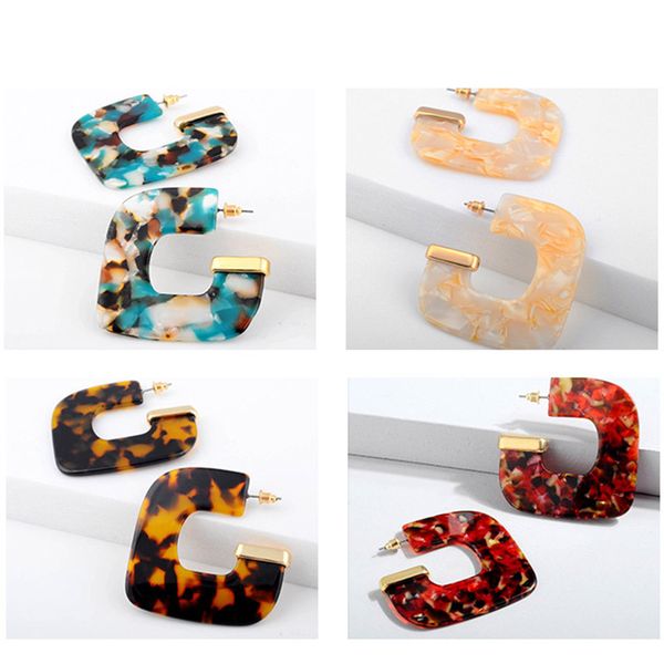 

earrings european and american cross-border amazon earrings geometry acetic acid plate personality alloy cap acrylic, Silver