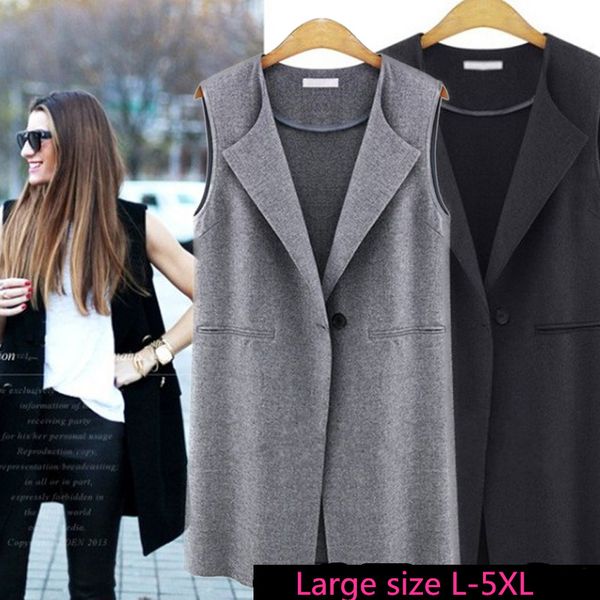

women spring autumn 2019 sleeveless jacket women loose casual vest female casual long vest plus size slim fashion, Black;white