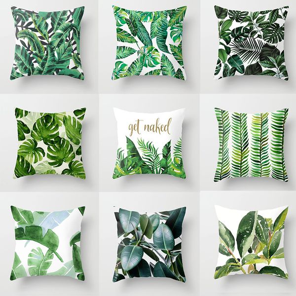 

elife tropical green leaves cactus cushion cover polyester bedroom decorative for sofa car chair throw pillows case 45x45cm