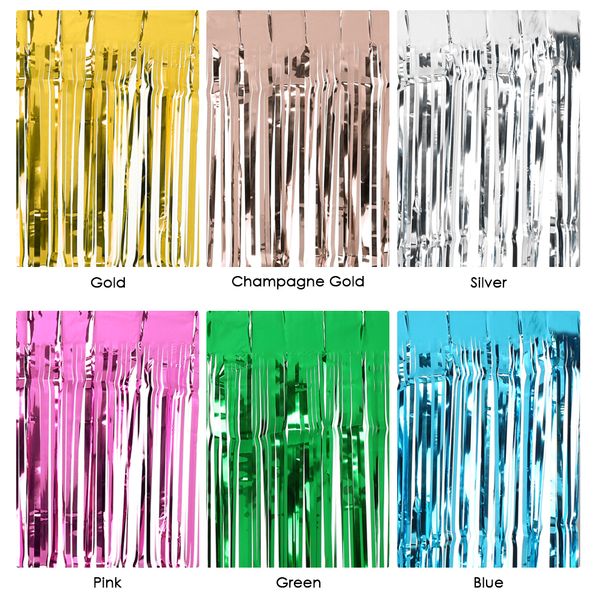 

74 * 274cm metallic foil fringe table skirt tableware wedding party tinsel shimmer table skirt decoration party decoration