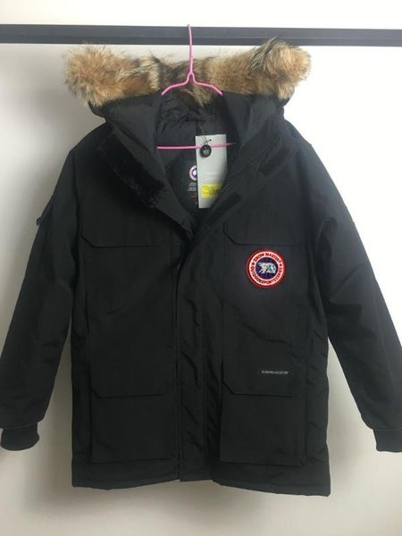 

реальный волк койот мех мужской cg канадских экспедиции утепленные вниз куртки пальто верхней одежды куртки пальто водонепроницаемой winderp, Black