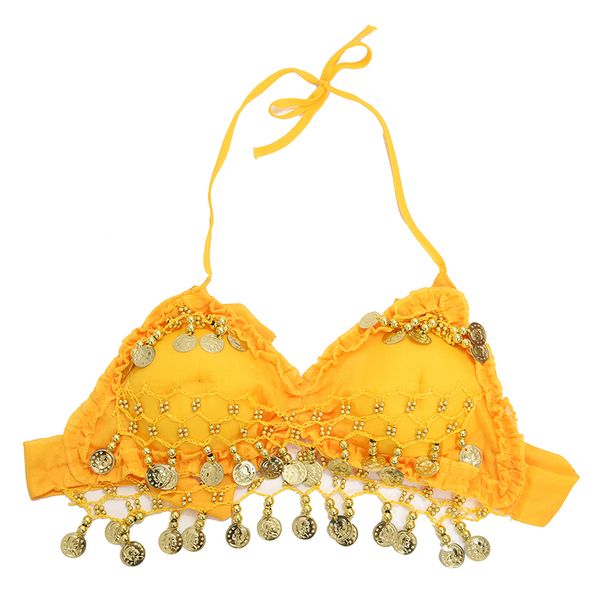 

hand made new folded lace coins belly dance bra yellow, Red;black