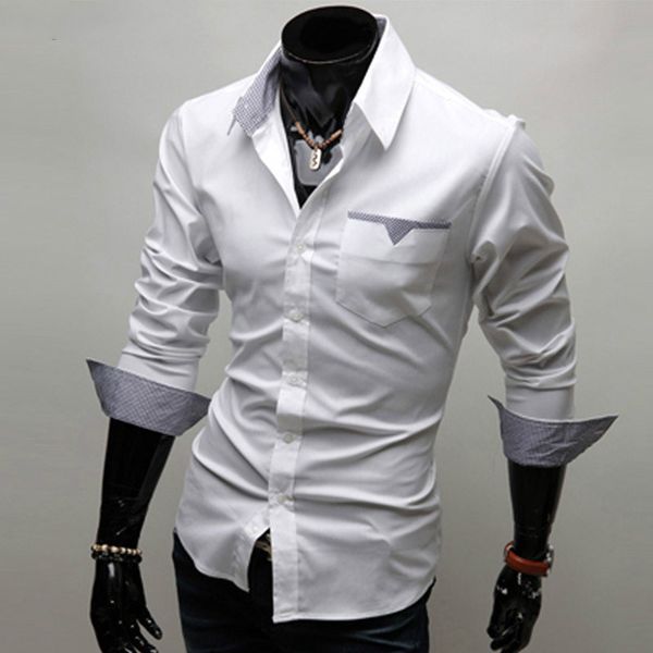 

autumn college style simple solid color shirts men navy casual slim long-sleeved shirts men dress regular 2019 y1, White;black