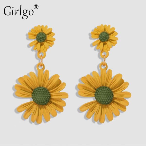 

girlgo new korean elegant flower earrings for women cute colorful romantic drop earrings wedding jewelry party gifts wholesale, Silver