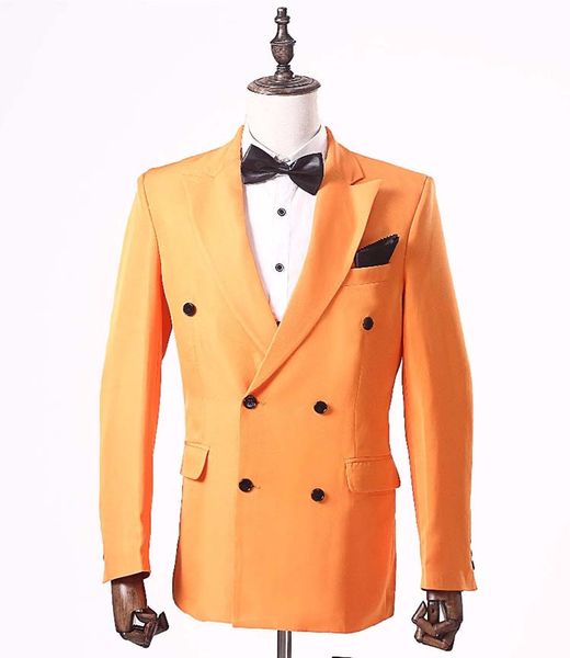 

new orange men jacket suit for groom tuxedos double breasted blazer wedding suits tailored man's party suits blazer, White;black