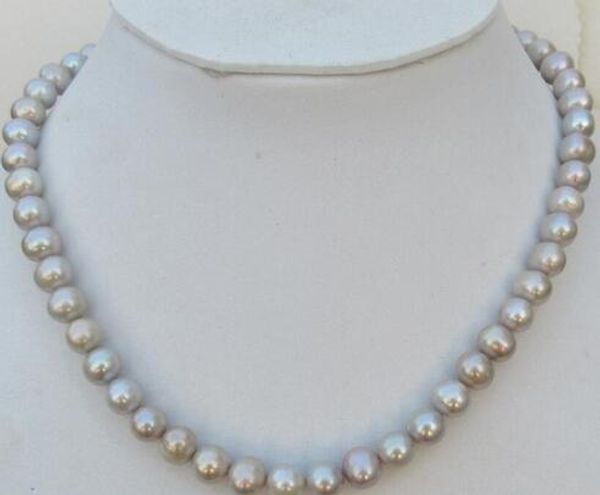 

19 stylish wildness real natural sea southern gray pearl necklace925silver, Silver
