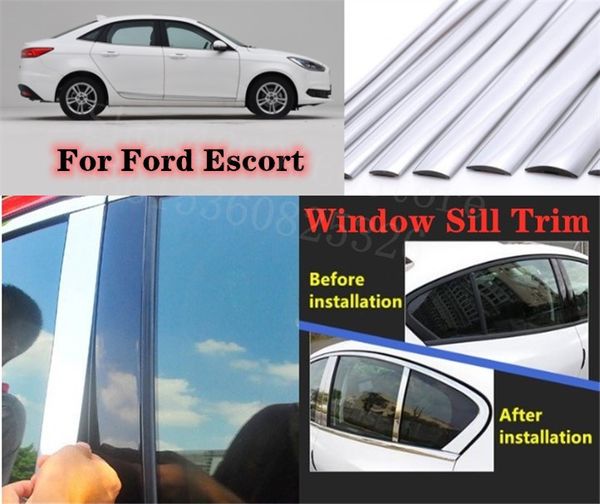 

puou high-quality car full window pillar trim cover stainless steel chrome decoration for escort 2015-2017 car styling
