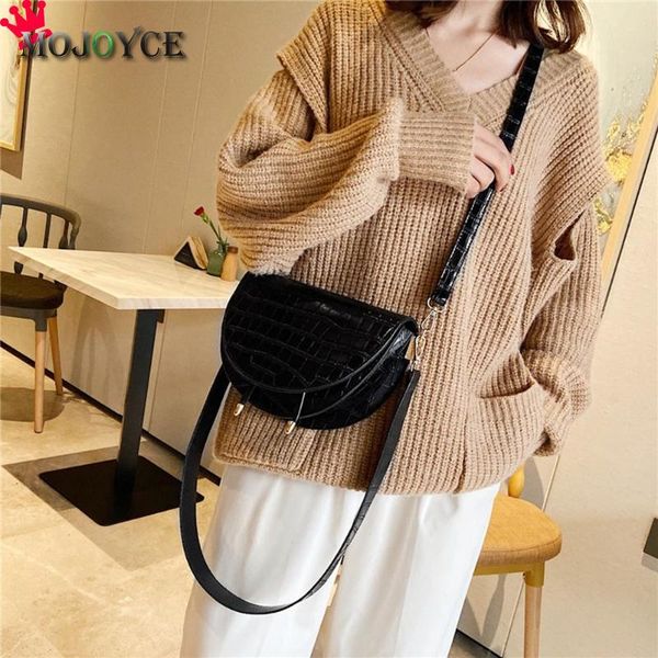 

женщины crossbody сумка моды крокодил полукруг седло сумки кожа pu сумки на ремне сумки для женщин