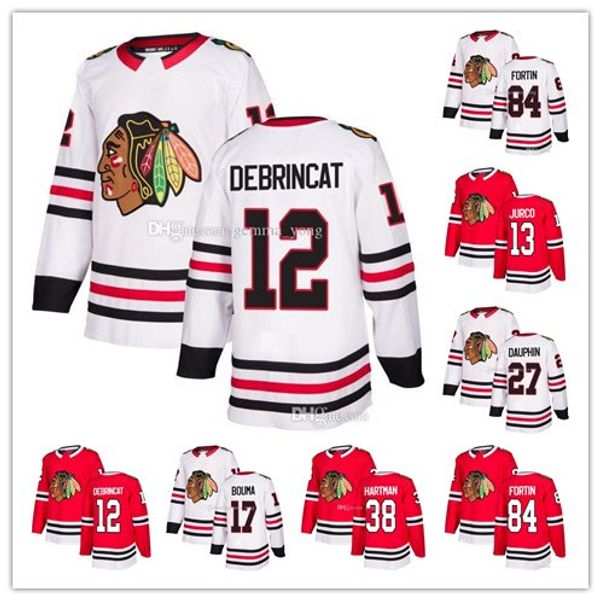 

men chicago blackhawks hockey 27 laurent dauphin 84 alexandre fortin 17 lance bouma ryan hartman alex debrincat jurco stitched jerseys, Black;red