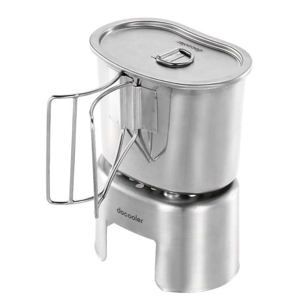 

700ml outdoor drinking coffee cup pot portable camping travel tumbler stainless steel durable drinkware +mini wood stove