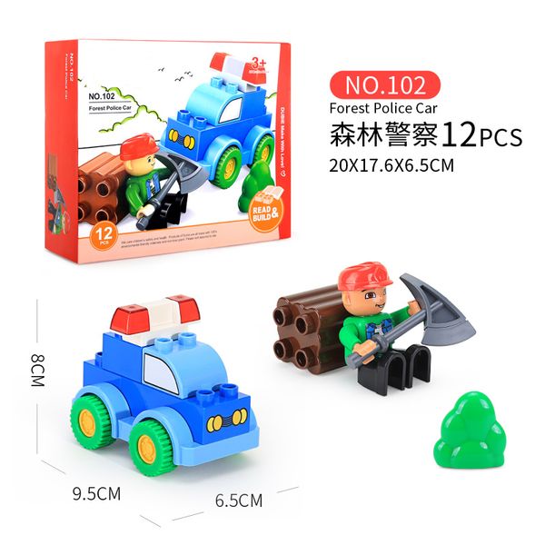 

large diy figure block assemble the building block car educational puzzle toy for kids forest police scene simulation games