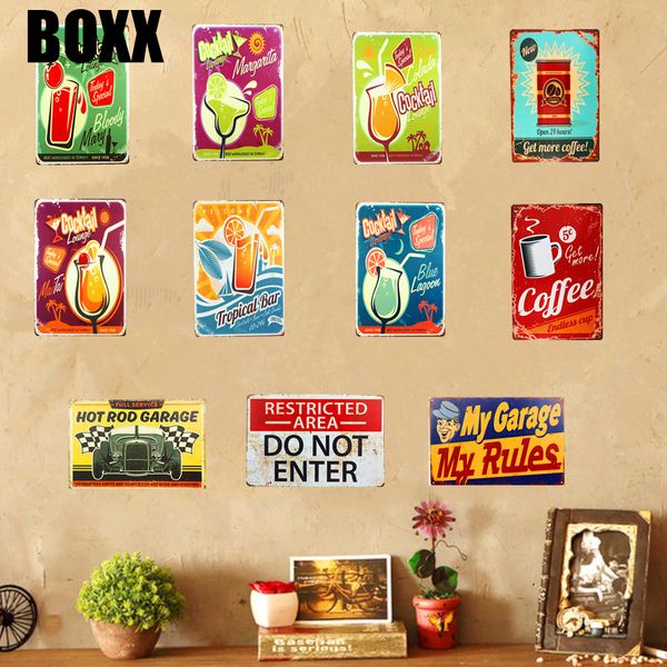 

ретро металлические оловянные таблички коктейль плакат кофе мой гараж мое правило арт подарок для паба бар домашний декор стен