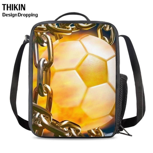 

thikin school students bags with 3d fire football/soccer printing childen boys lunch box custom neoprene thermo lunch bag, Blue;pink