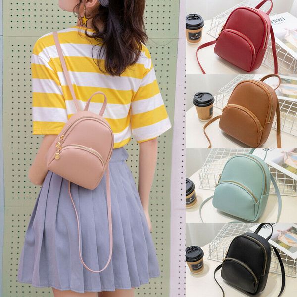 

fashion women pu leather backpack casual mini outdoor travel shoulder bags for women 2019 solid casual backpack lady school bag