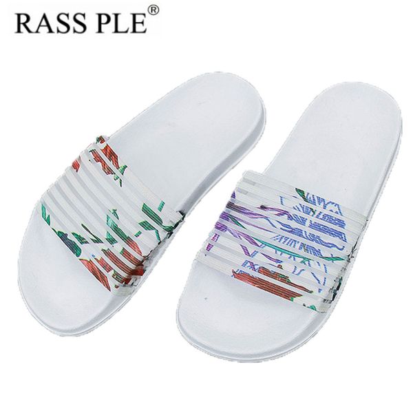 

rass ple 2018 print slippers female home indoor slippers beach flip flop slides non-slip shoes women zapatos de mujer, Black
