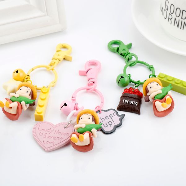 

fashion keychain cute kawaii miyazaki xiaomei doll key chain ring anime totoro llaveros trinket charm women girl kids keyring, Silver