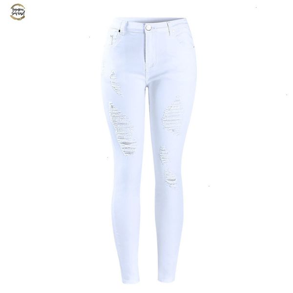 

women`s distressed curvy white mid high waist stretch denim pants ripped skinny jeans for woman jean, Blue