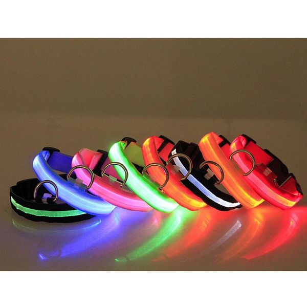 

led nylon pet dog collar night safety s-xl led light flashing glow in the dark small dog pet flashing safety dog collar leashes bc bh0985
