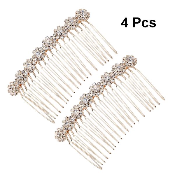 

4pcs hair combs exquisite sunflower crystal headdress inserted comb hair accessories jewelry for girls women ladies