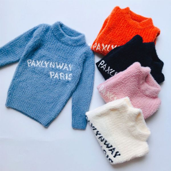 

boys round neck sweaters winter new fashion style clothes with letter children knitted sweater, Blue