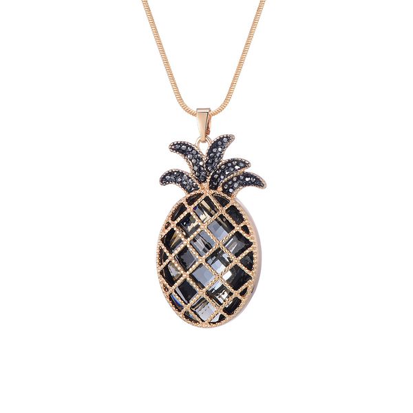 

big pineapple necklace for women bohemian necklace 2019 new gold pendant with crystal long collier bijoux sweater chain, Silver