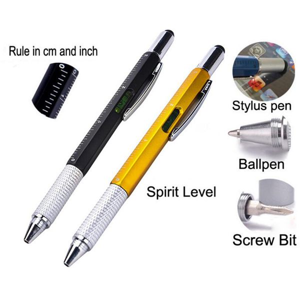 

novelty multi-function screwdriver ballpoint pen touch screen metal gift tool pen children stationery school office supplies, Blue;orange