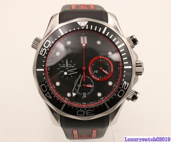 

2018 seller professional master mens watch planet ocean si14 quartz movement chronograph rubber strap men watches, Slivery;brown