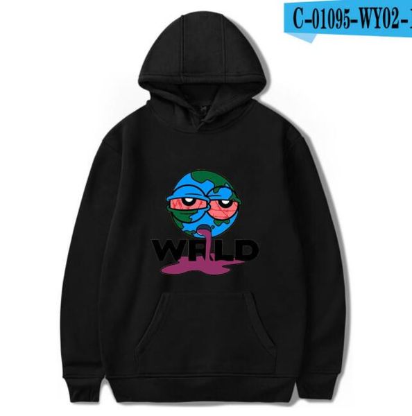 

new designer juice wrld hoodies men's hooded sweatshirt fashion brand mens pullovers hoodies luxury men clothing 2xs-4xl wholesales, Black