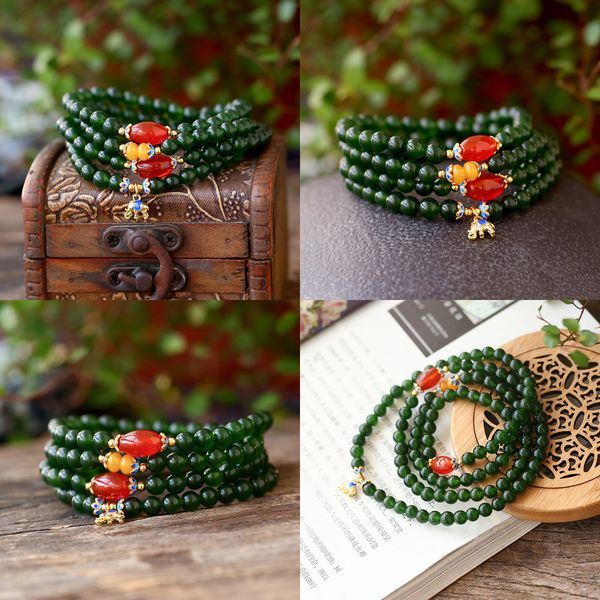 

6 108 beaded jewelry jasper color chalcedony millimeter grain more circle bracelet natural red agate measly cloisonne hand decorate, Black