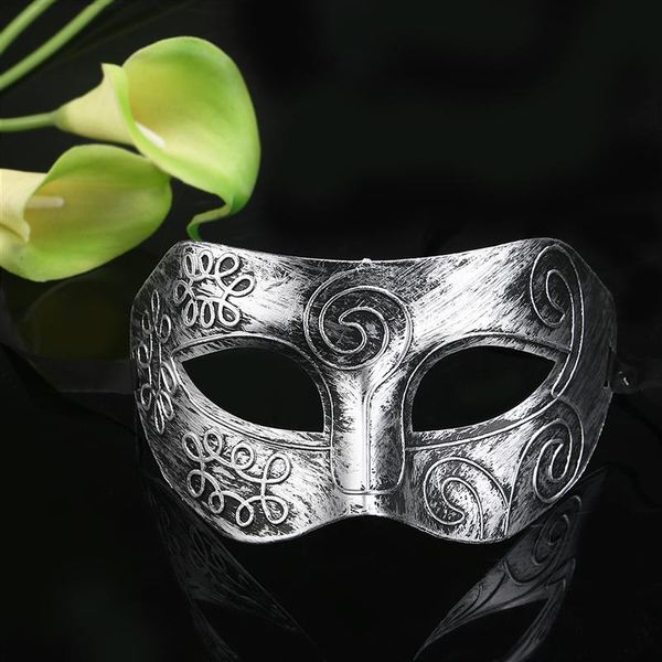 

cool men greek roman fighter masquerade face mask for fancy dress ball / masked ball / halloween (silver