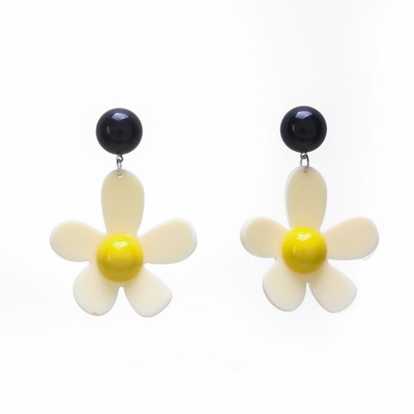 

exaggerated big flower acrylic drop earrings for woman personalized candy color earrings summer style beach vacation jewelry, Silver