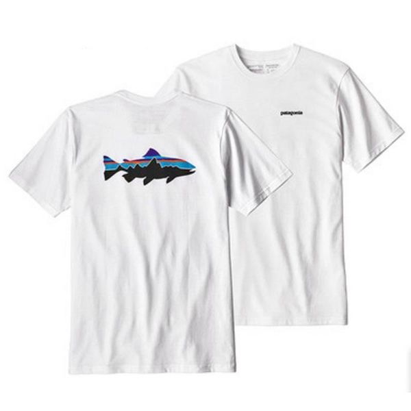 

patagonia мужские дизайнер футболки патагонии форель футболка мода мужчины женщины высокого качества конструктора рубашки, White;black