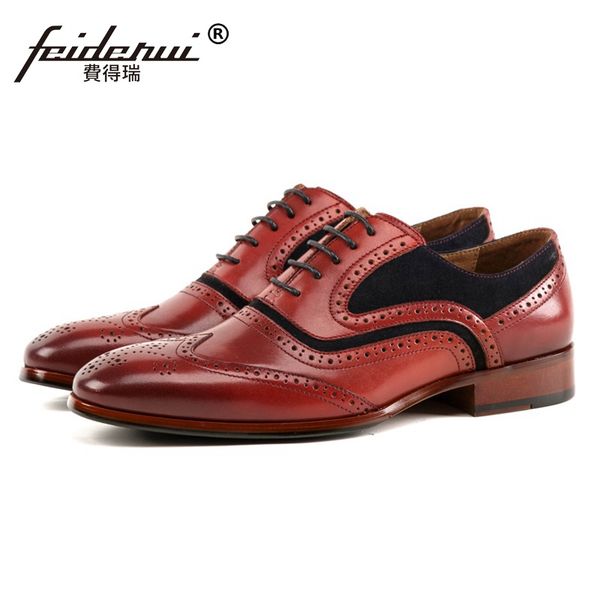 

famous luxury round toe man formal dress wingtip brogue shoes genuine leather carved men's handmade wedding party oxfords ss244, Black