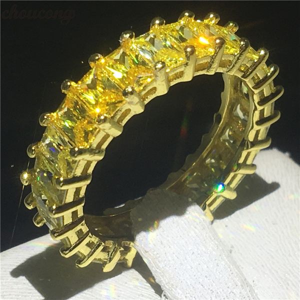 

choucong princess promise ring 925 sterling silver gold color diamond party wedding band rings for women men jewelry, Slivery;golden