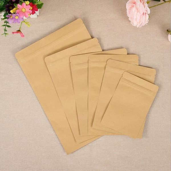 

5pcs small kraft paper zip lock pouch with aluminum foil snack coffee storage resealable zipper bag