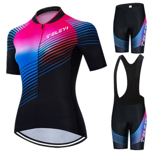 

2020 summer cycling jersey set women bike team cycling clothing ropa ciclismo anti-uv uniform wear road bicycle clothes, Black;blue