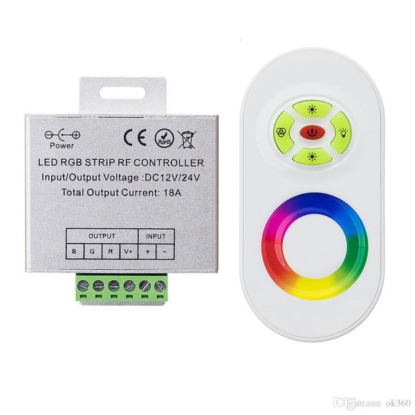 

dc 12v-24v wireless rf touch panel dimmer rgb remote controller 18a rgb controller for 3528 5050 rgb led strip light