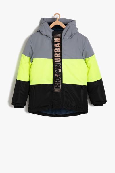 

coton kids black male child color block coat, Black;brown