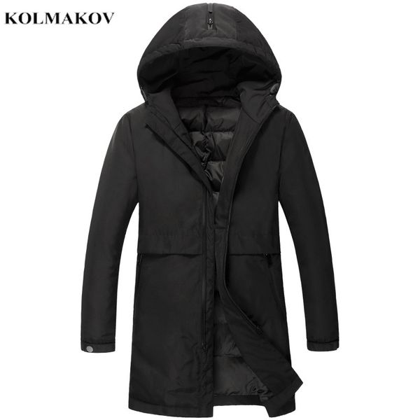 

2019 new men's winter brand 80% white duck down hooded jackets men hooded down jackets winter keep warm overcoats, Black