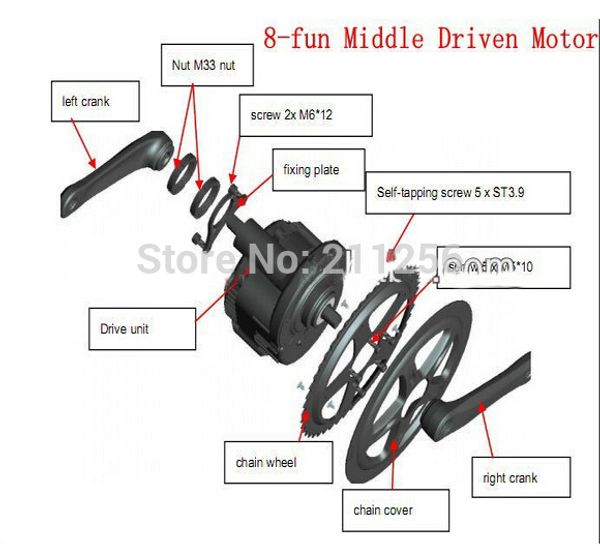 Bafang / 8fun Mid Central Drive, 48v 750w BBS02 Últimas Motor Controlador Crank, ebike Electric Bike Kits de conversão Trike