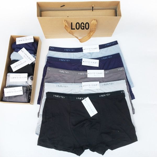 

unprinted men's fine boxer underwear high version modal pure cotton quality underwear 5 gift boxes, Black;white