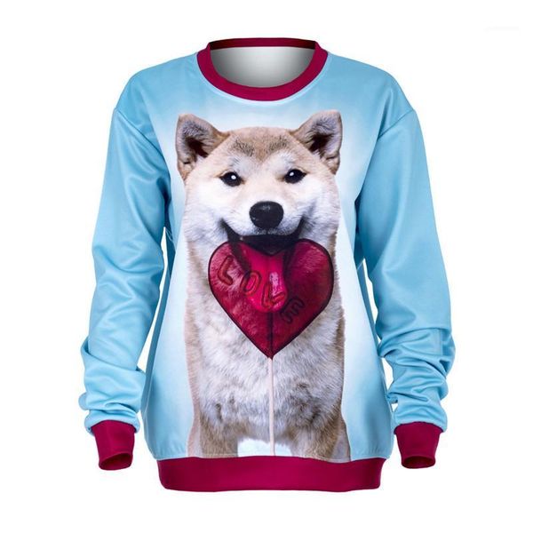 

womens sweatshirts o neck long sleeve dogs and love printed ladies hoodies fashion female apparel 3d printed deisigner, Black