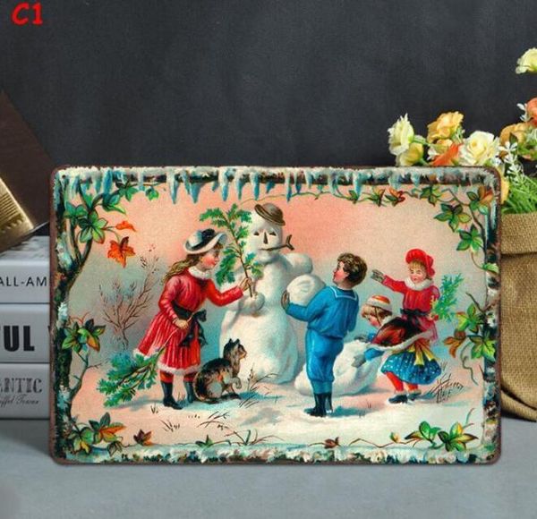 

classic christmas santa wall art iron paintings metal signs tin pub bar garage home decoration