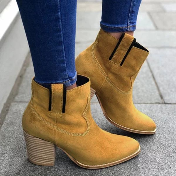 

puimentiua women boots flock ankle boots spring autumn women ladies party western stretch fabric plus size 2019, Black