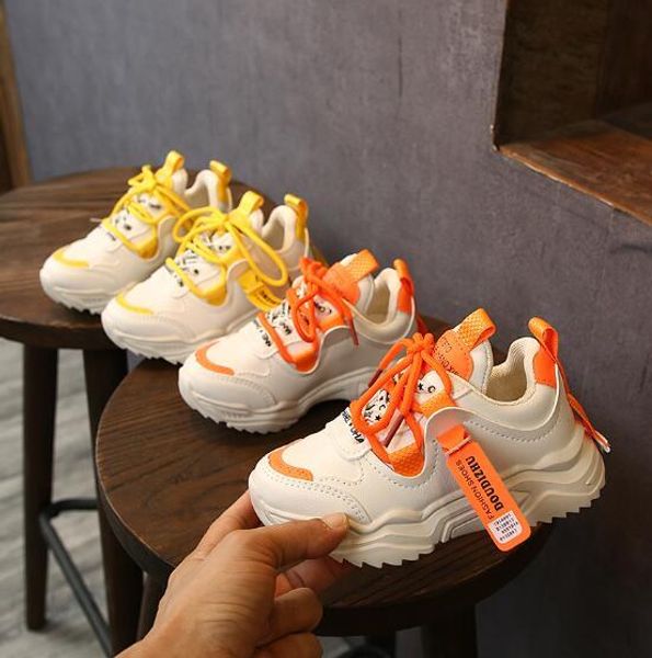 

2020 new pure color children shoes fashion simple flat boys girls kids casual shoes light breathable school sport running shoes t200421, Black;red